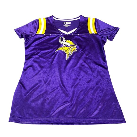 Minnesota Vikings Shirt Womens Medium Purple NFL Team Apparel Football Sports - Picture 8 of 12